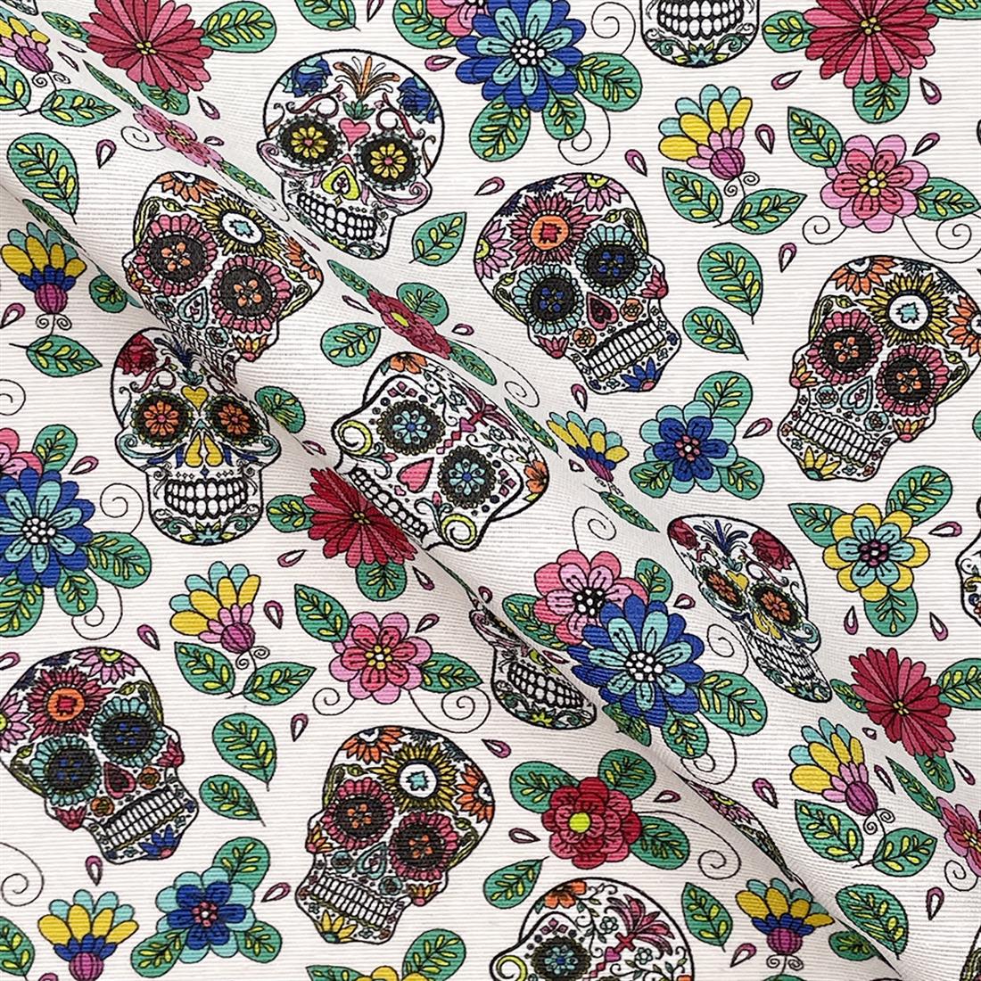 White Digital Print Cotton Skull