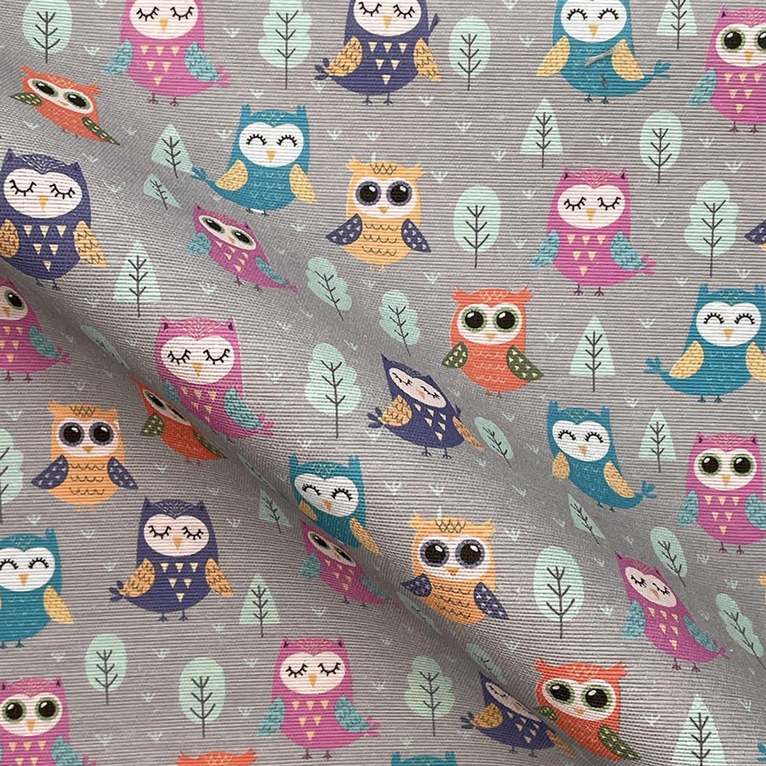 Multicolour Digital Print Cotton Barn Owls