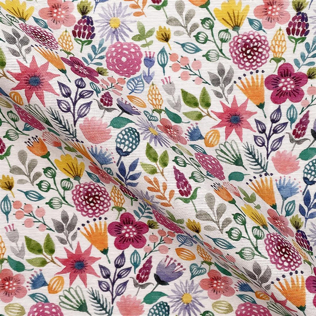 Multicolour Digital Print Cotton Tropical Flowers