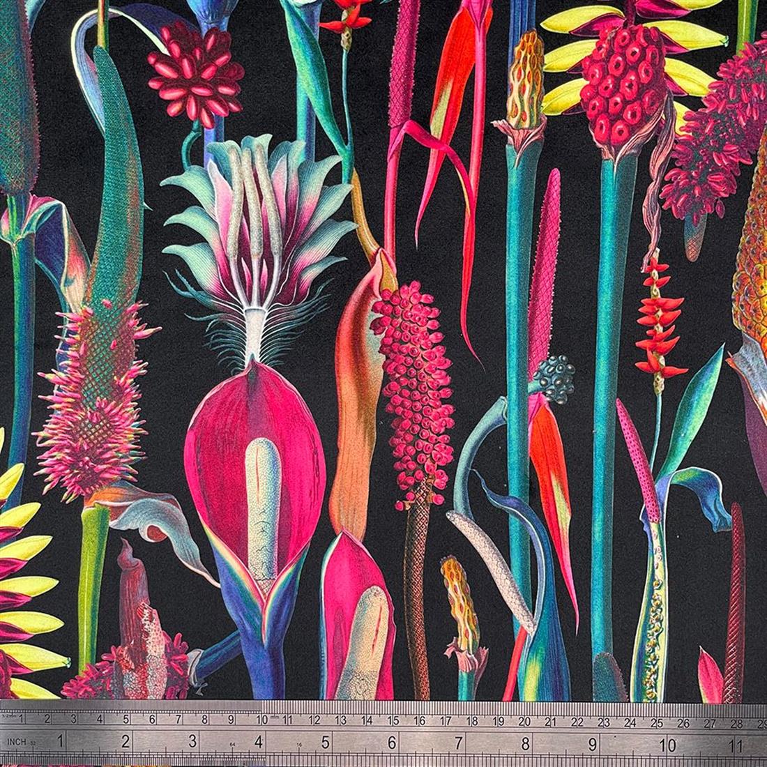 Black Digital Print Botanical Printed Premium Velvet Fabric Plushvelvet Cushions