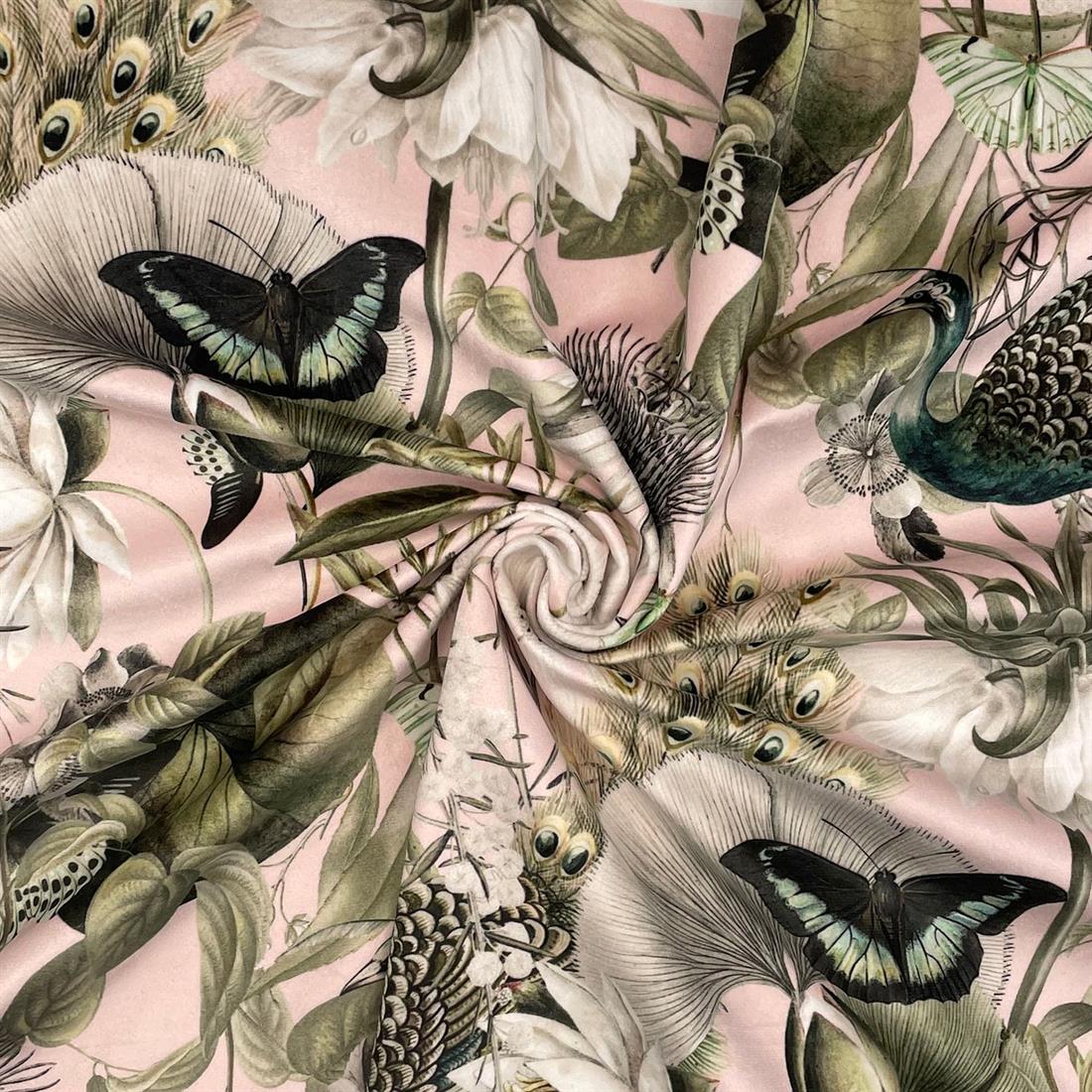 Baby Pink Digital Print Velvet Printed Velvets
