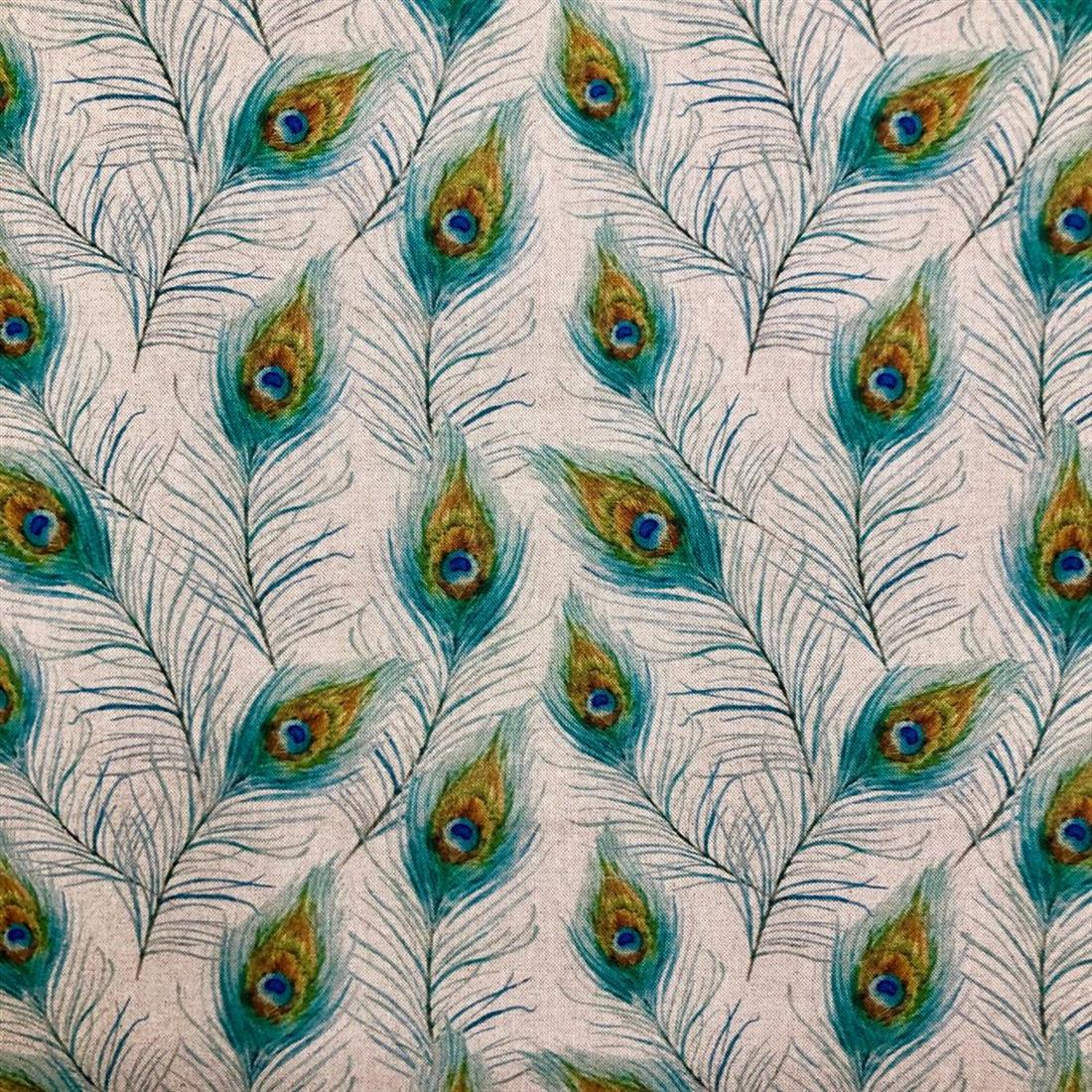 Natural Linen Peacock Feathers