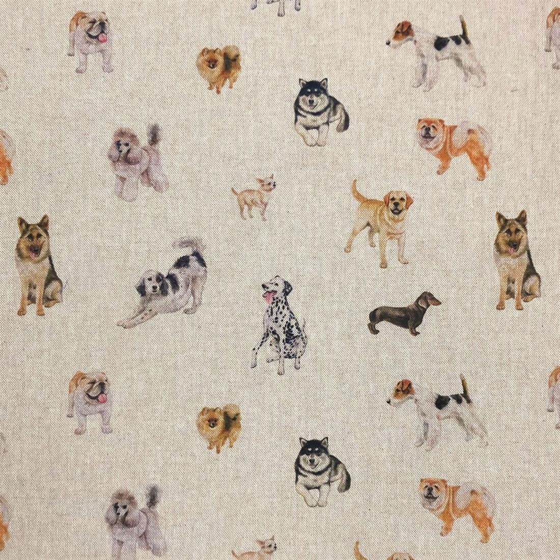 Natural Linen Printed Canvas Fabric