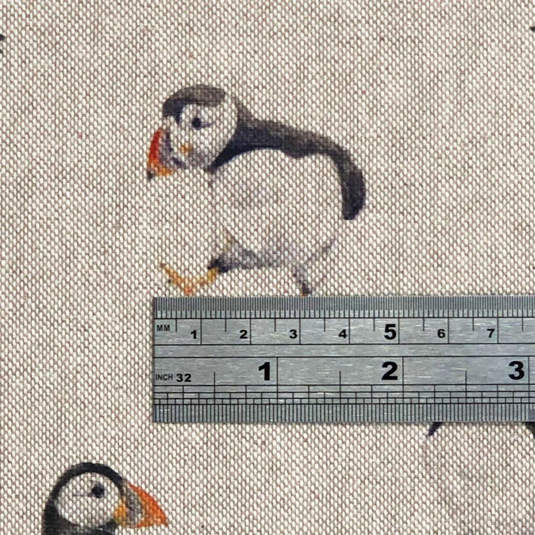 Natural Puffins - Quality Cotton Linen Fabric Upholstery Furnishing