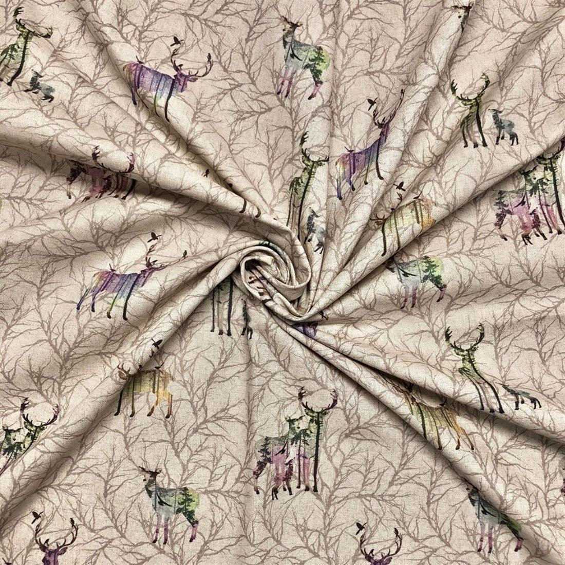 Natural Linen Printed Canvas Fabric
