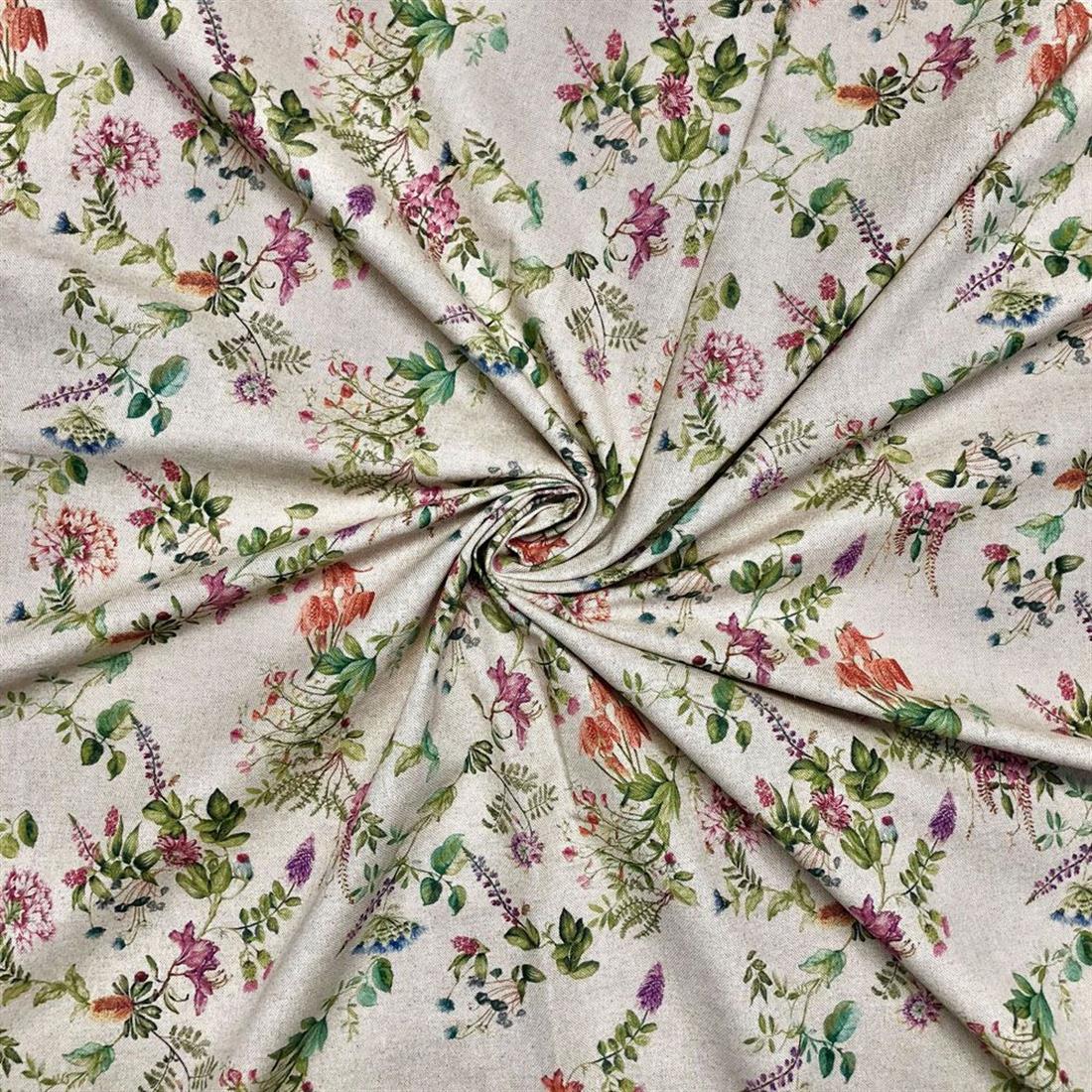 Natural Linen Printed Canvas Fabric