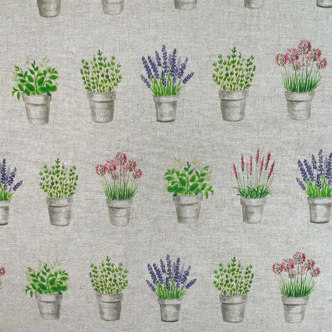 Natural Linen Printed Canvas Fabric