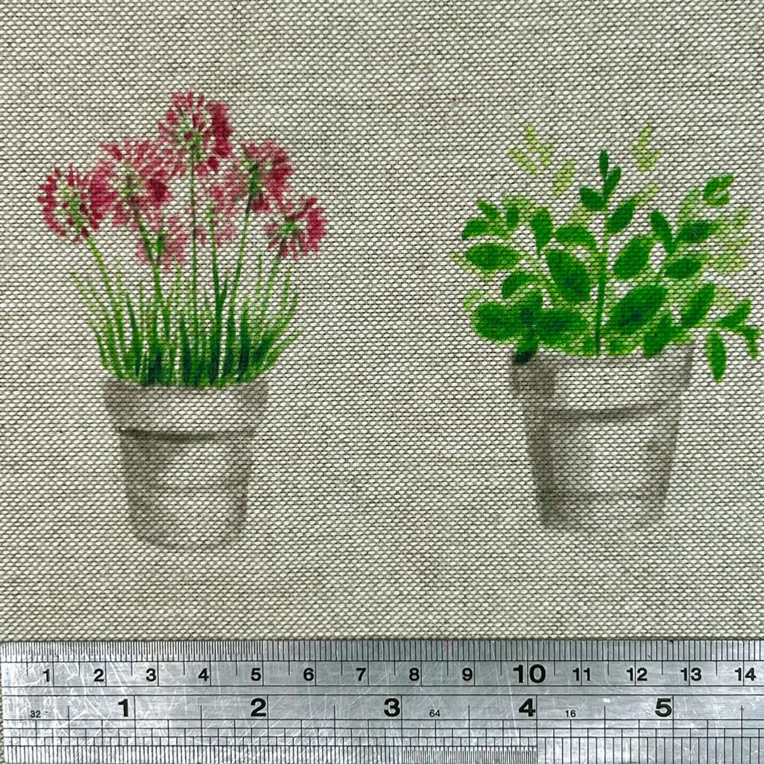 Natural Linen Printed Canvas Fabric