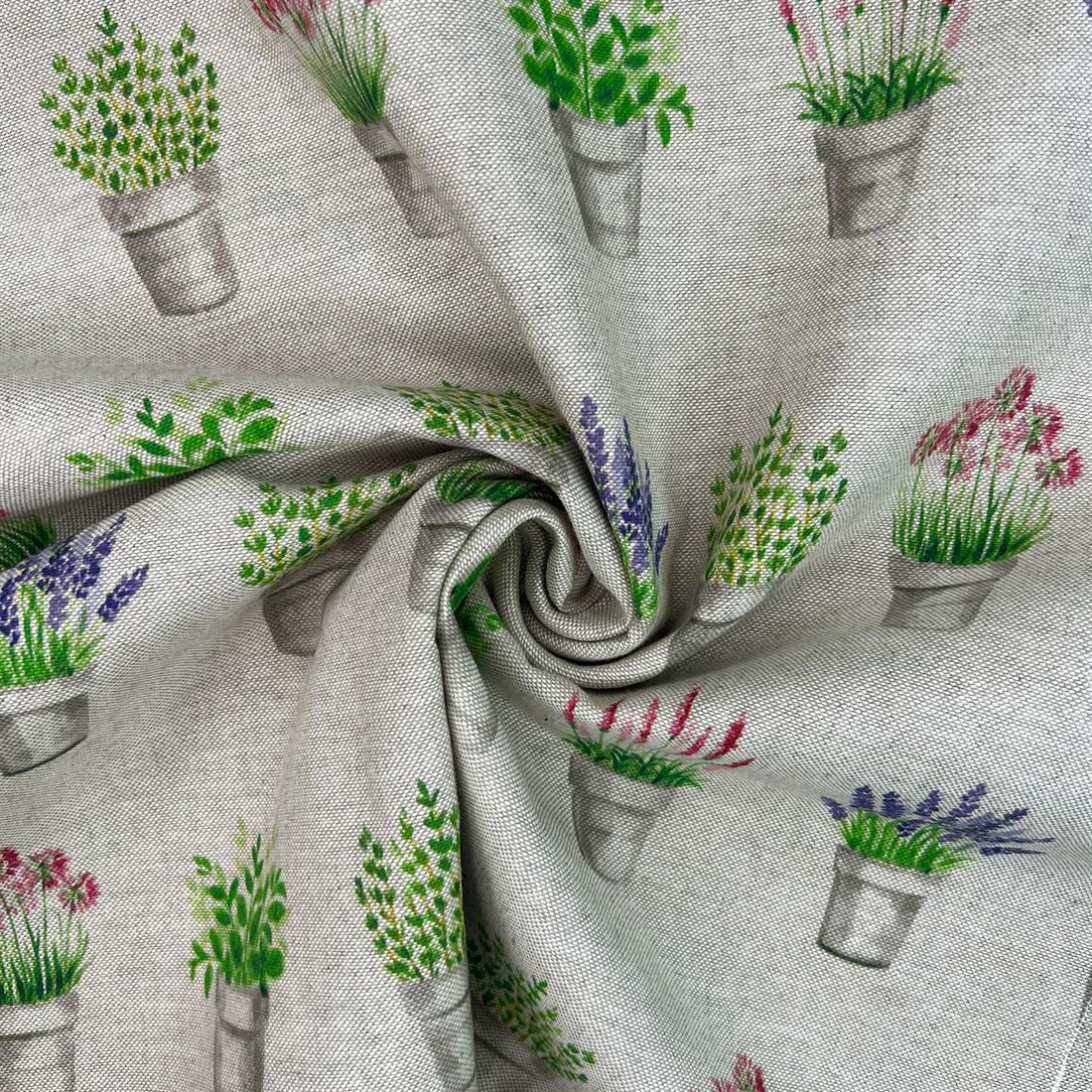 Natural Linen Printed Canvas Fabric