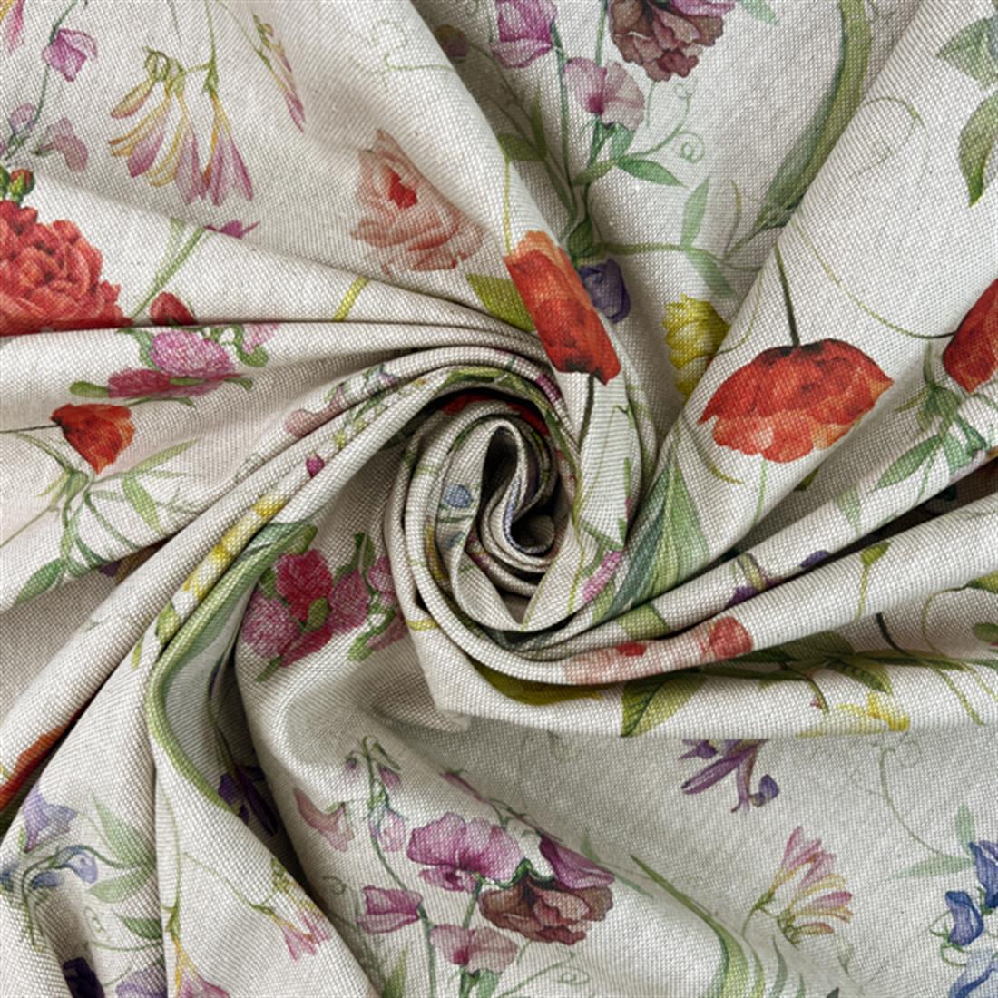 Natural Linen Printed Canvas Fabric