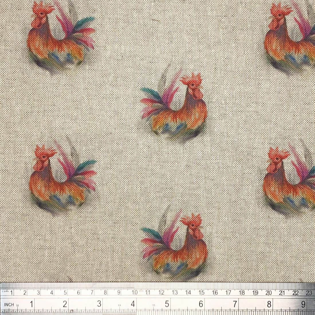 Metre Digital Print Linen Rooster