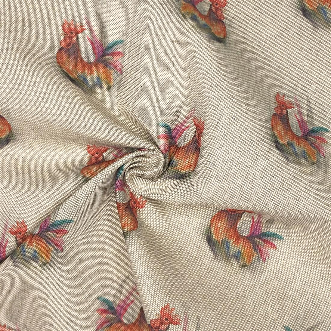 Metre Digital Print Linen Rooster