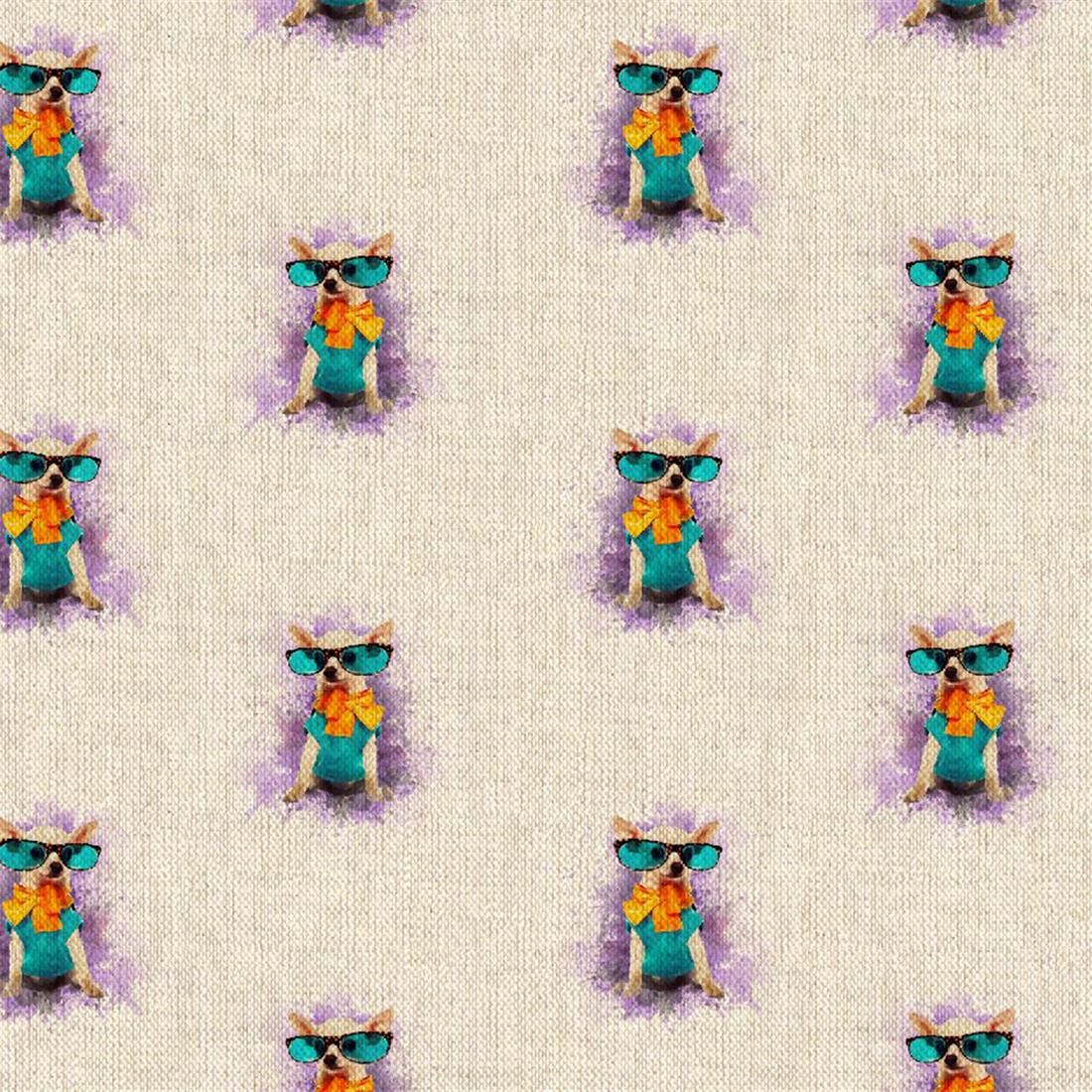 All Over Digital Print Linen Chihuahua