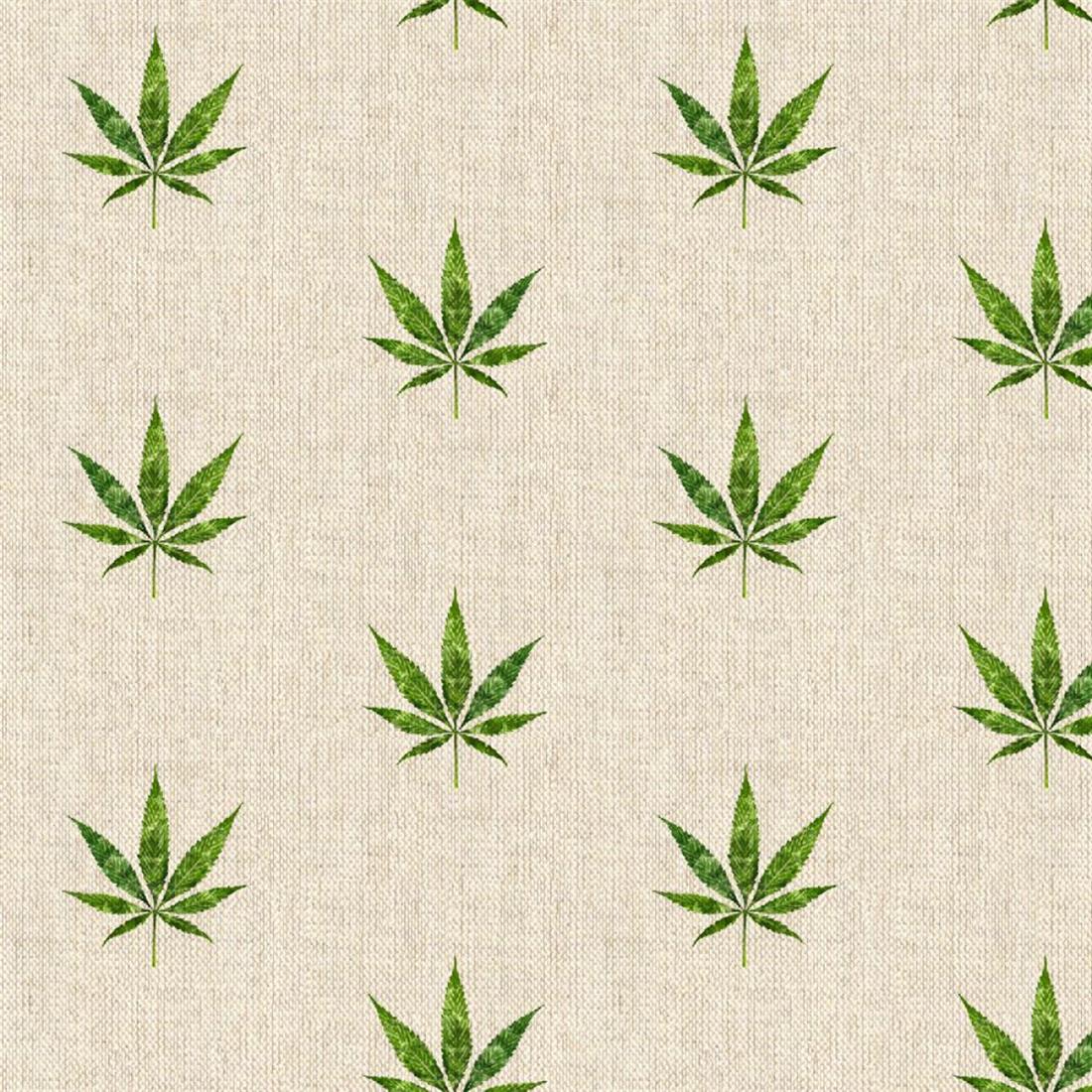 All Over Digital Print Linen Hemp Leaf