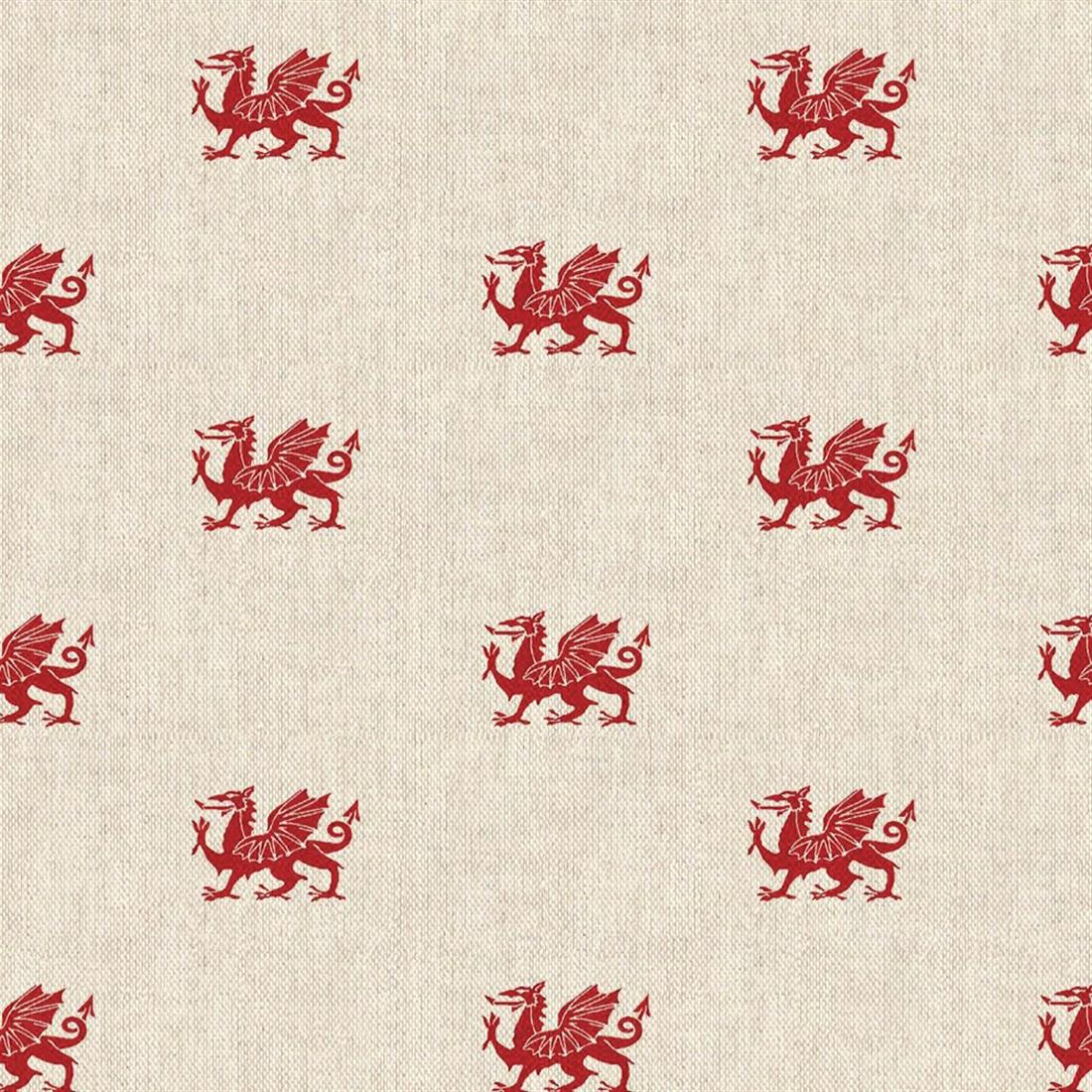 All Over Digital Print Linen Welsh Dragon