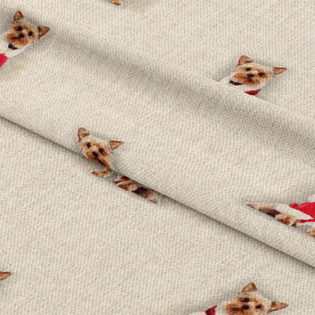 Metre Digital Print Linen Christmas Yorkshire Terrier