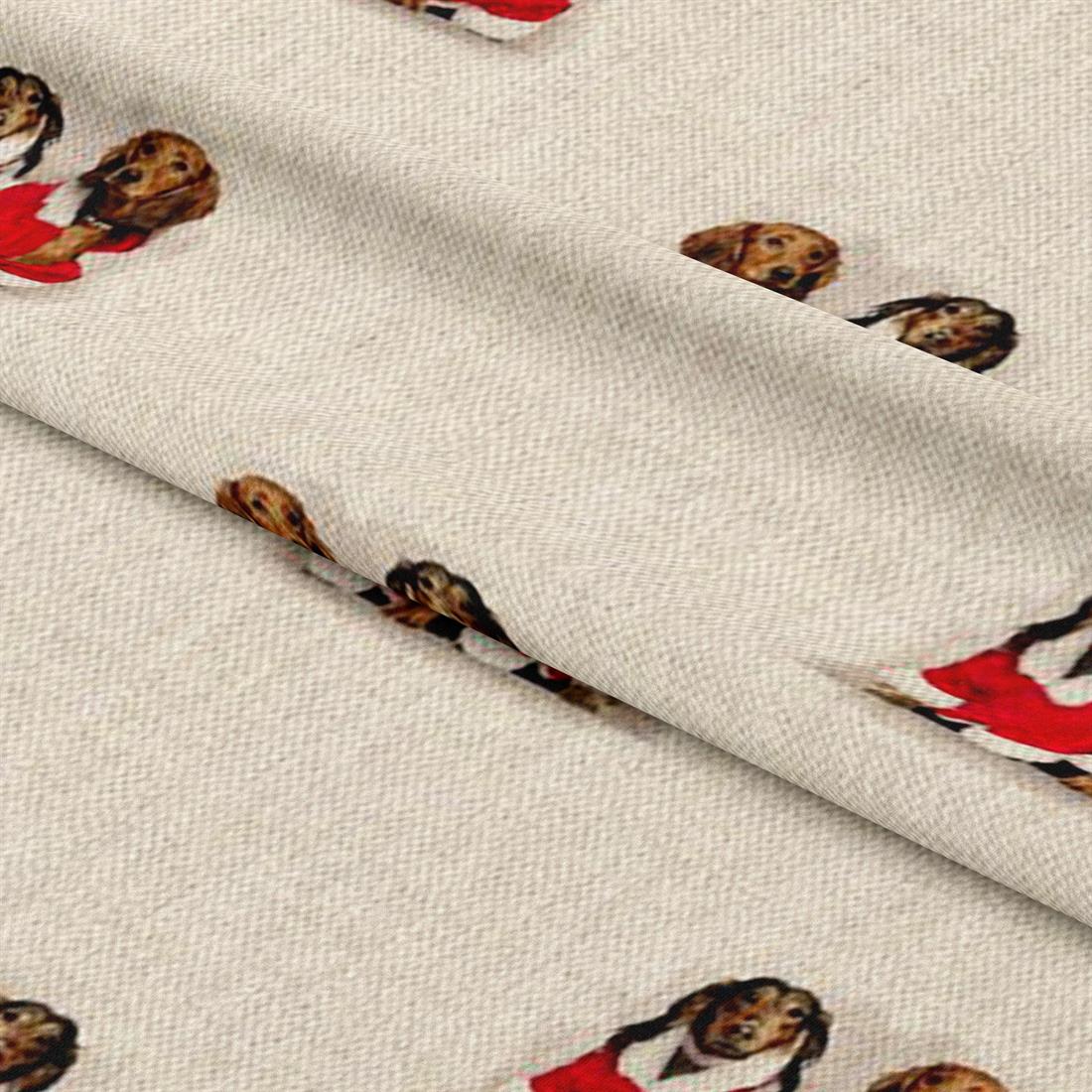 Metre Digital Print Linen Christmas Dachsund