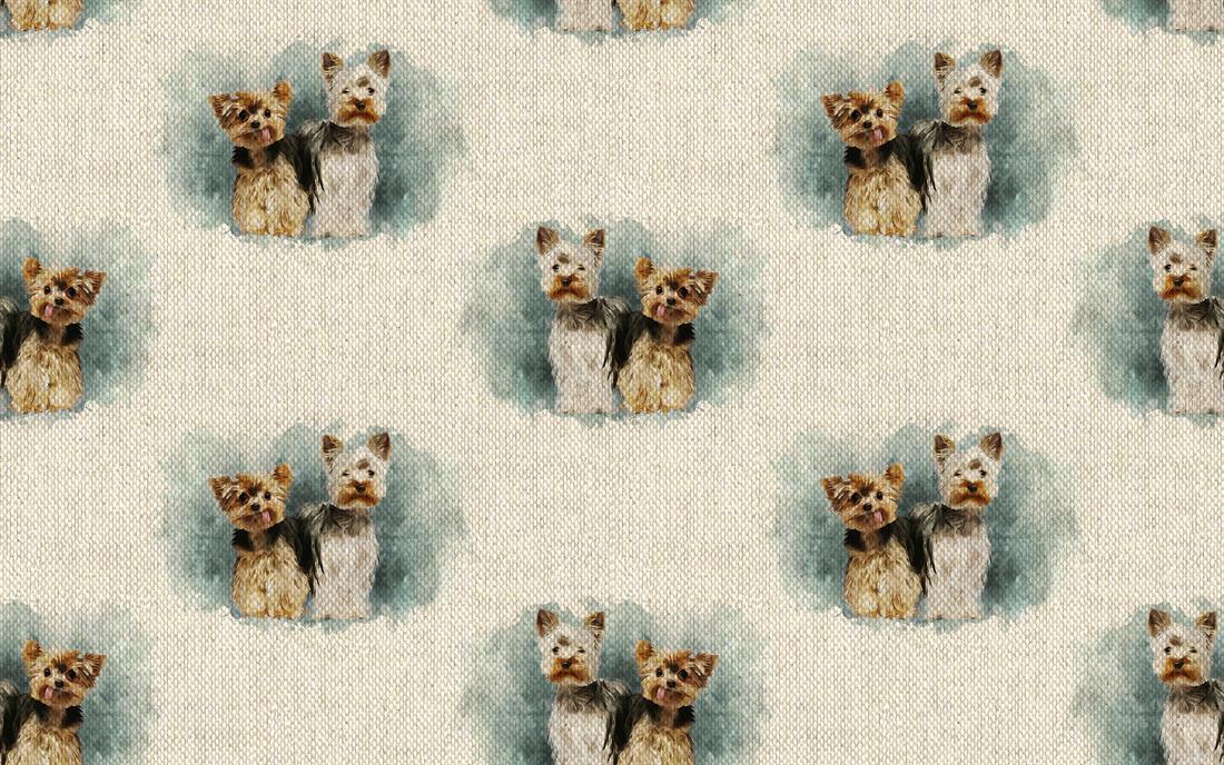 Metre Digital Print Linen Yorkshire Terrier Duo