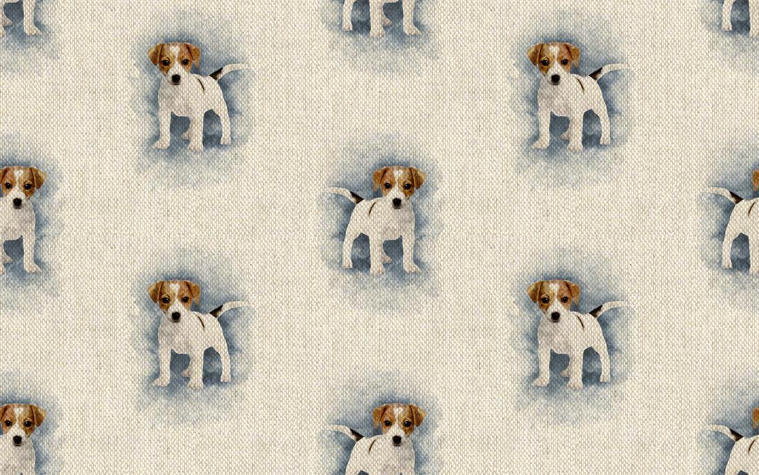 Metre Digital Print Linen Jack Russel Puppy