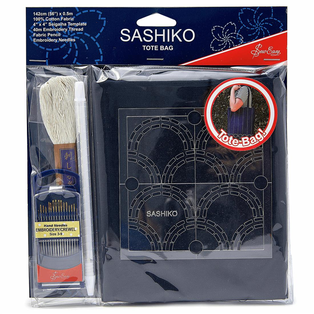 Embroidered Cotton Sew Easy Sashiko Tote Bag Kit