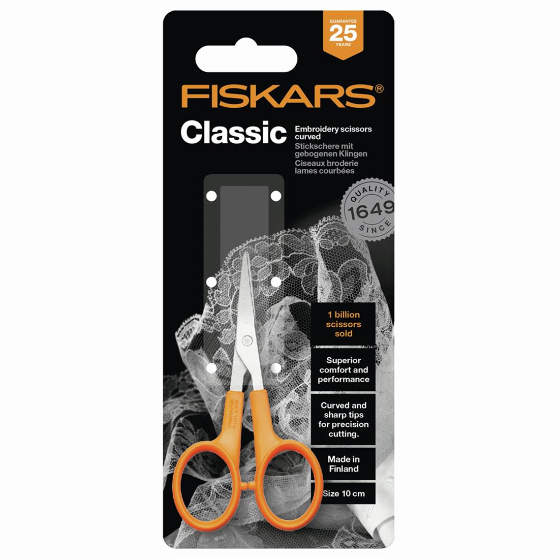 Fiskars Classic Curved Embroidery Scissors. 10cm (4 Inch)