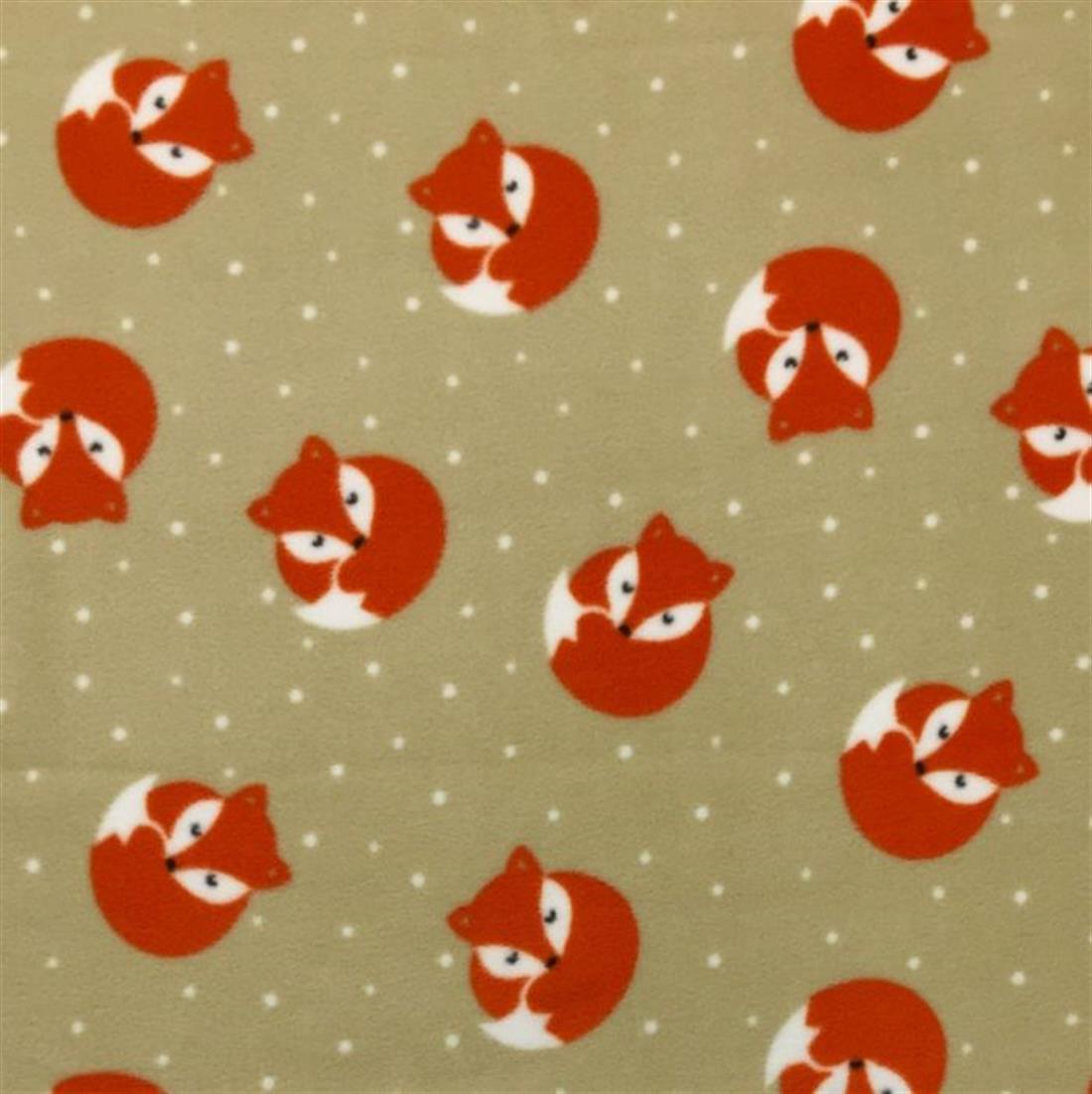 Beige Fox Cuddle - Printed Anti-Pil Polar Fleece Fabric