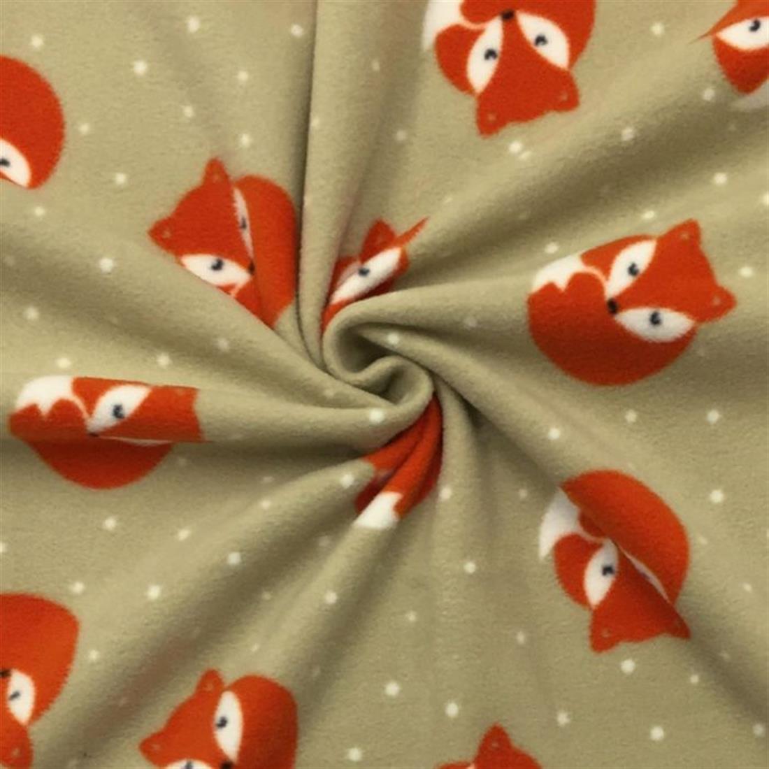 Beige Fox Cuddle - Printed Anti-Pil Polar Fleece Fabric
