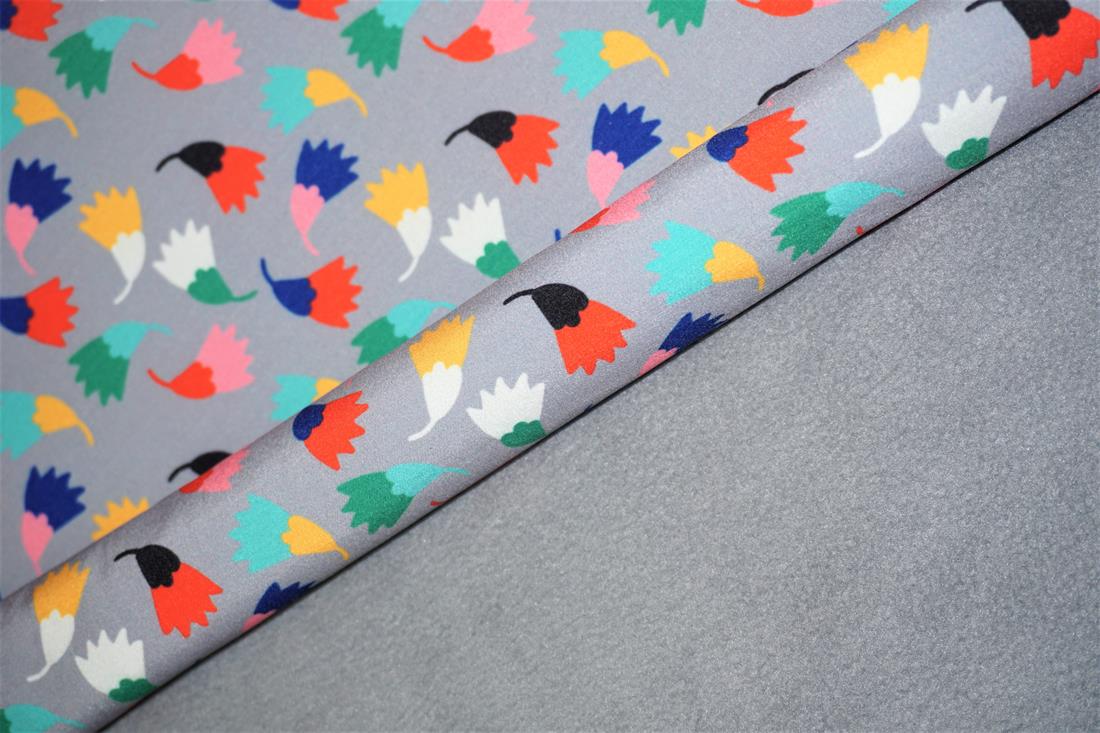 Silver Digital Print Floral Soft Shell