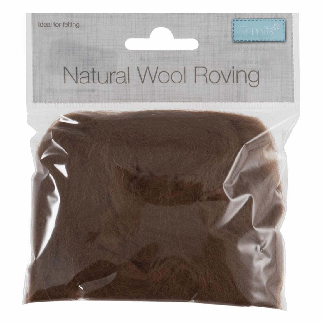 Fudge 10g Trimits Natural Wool Roving (Fudge)
