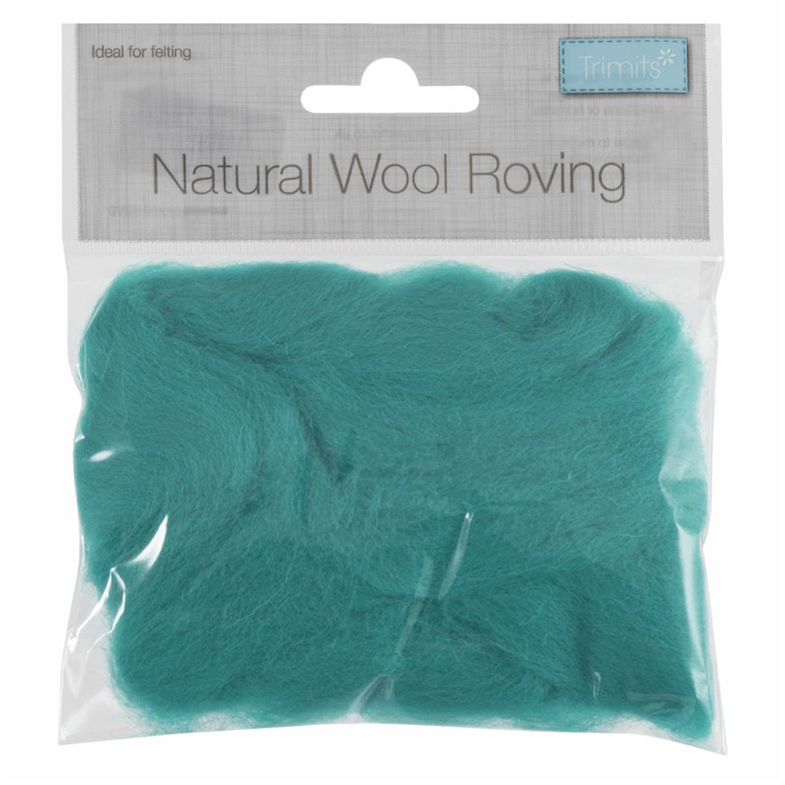 Teal 10g Trimits Natural Wool Roving (Teal)