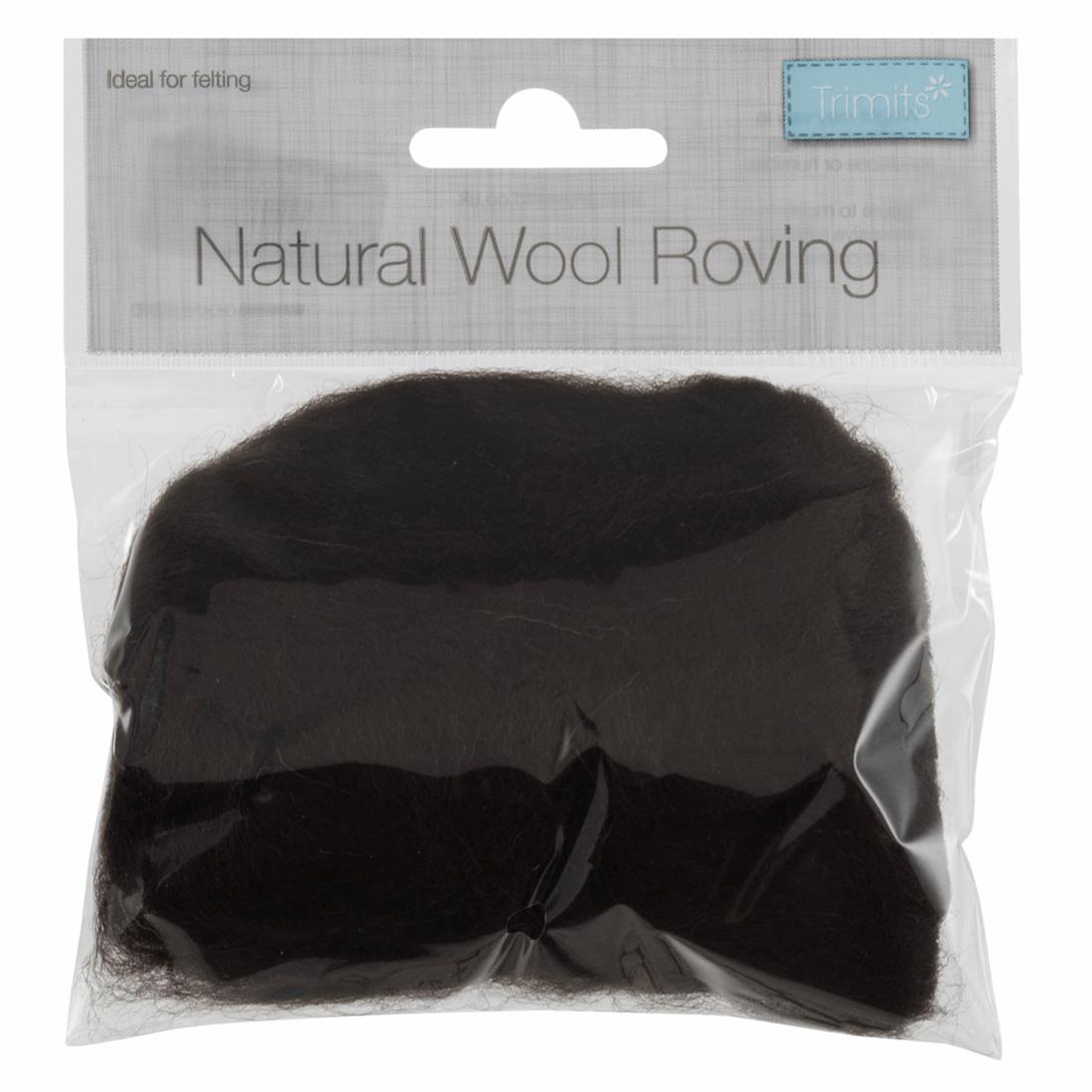 Dark Brown 10g Trimits Natural Wool Roving (Dark Brown)