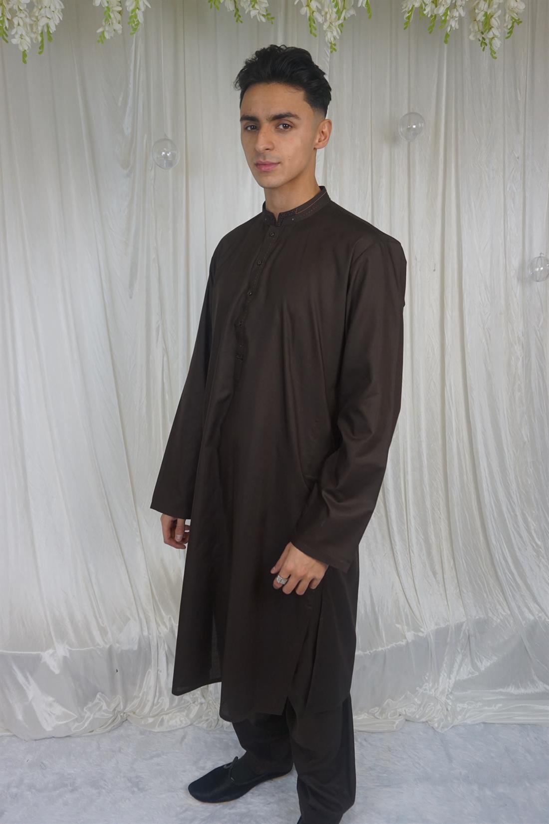 Chocolate Brown Mens Shalwar Kameez