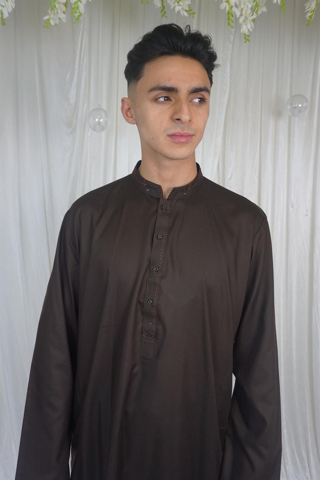 Chocolate Brown Mens Shalwar Kameez
