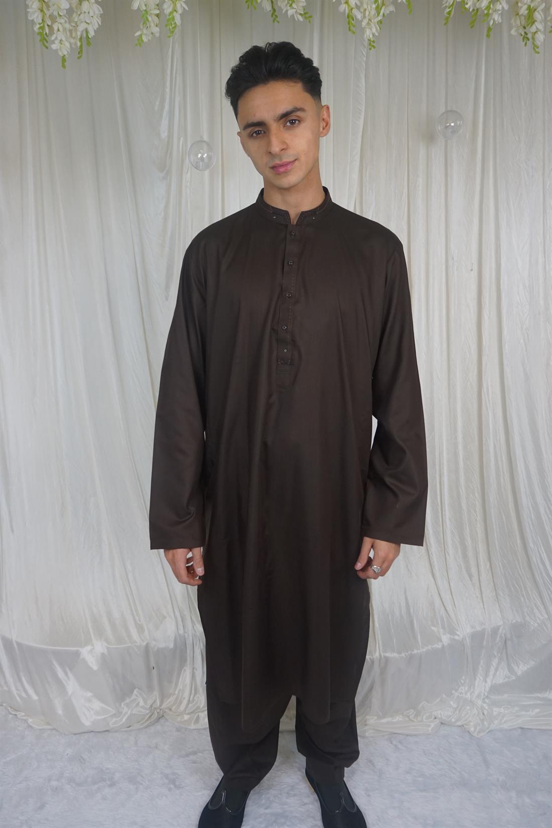 Chocolate Brown Mens Shalwar Kameez