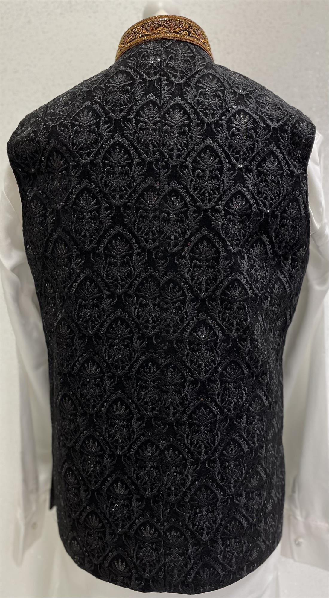 Black Embroidered Mens Waistcoat