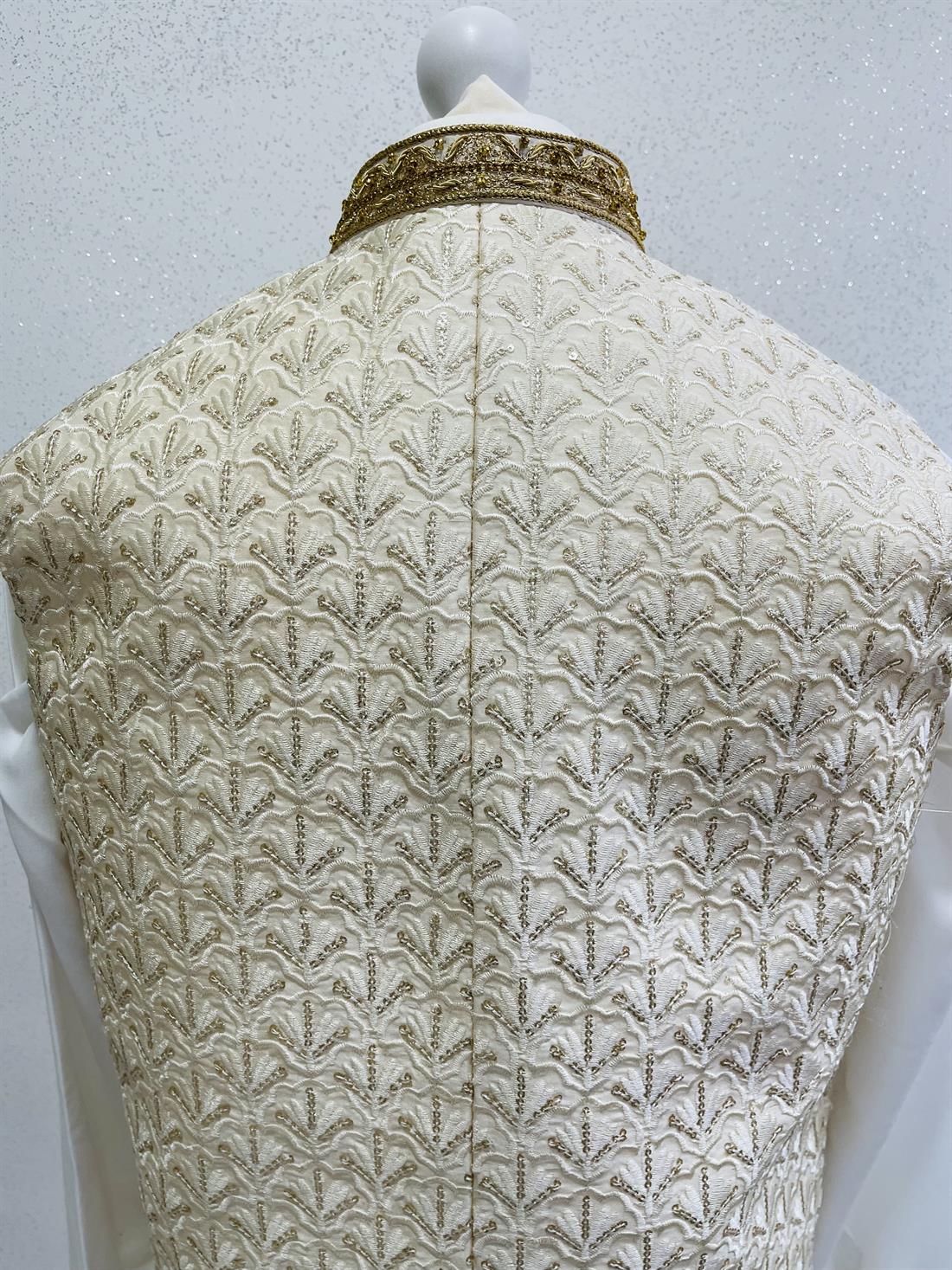 Cream Embroidered Mens Waistcoat