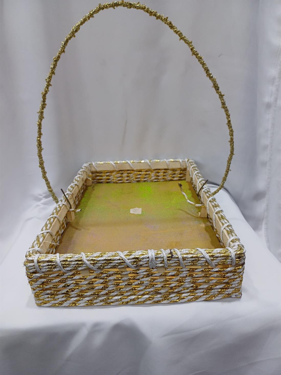Cream & Gold Rectangle Basket