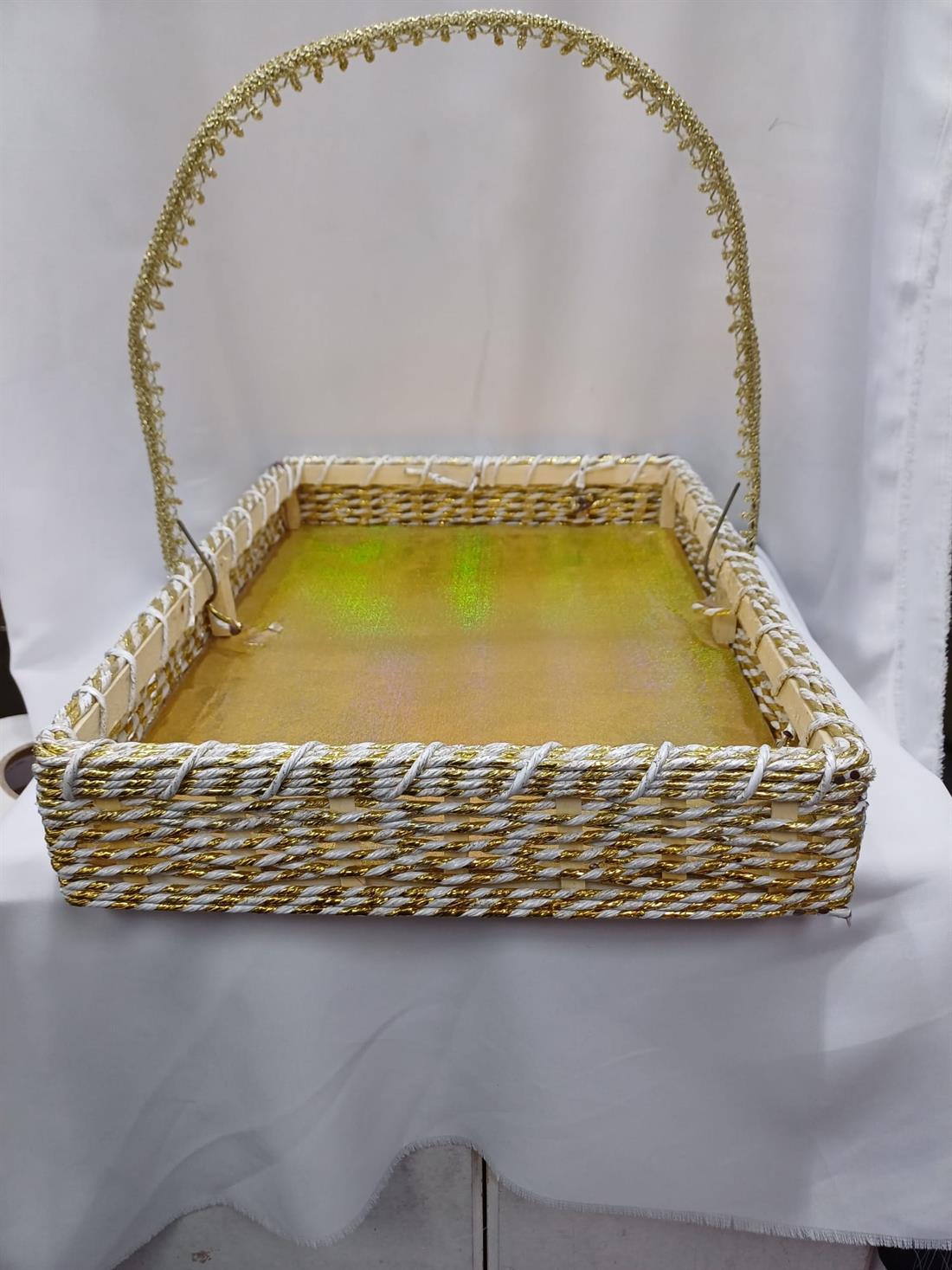 Cream & Gold Rectangle Basket