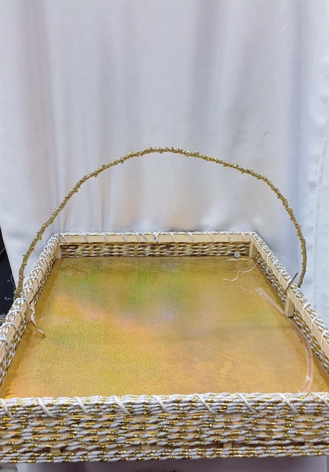Cream & Gold Rectangle Basket