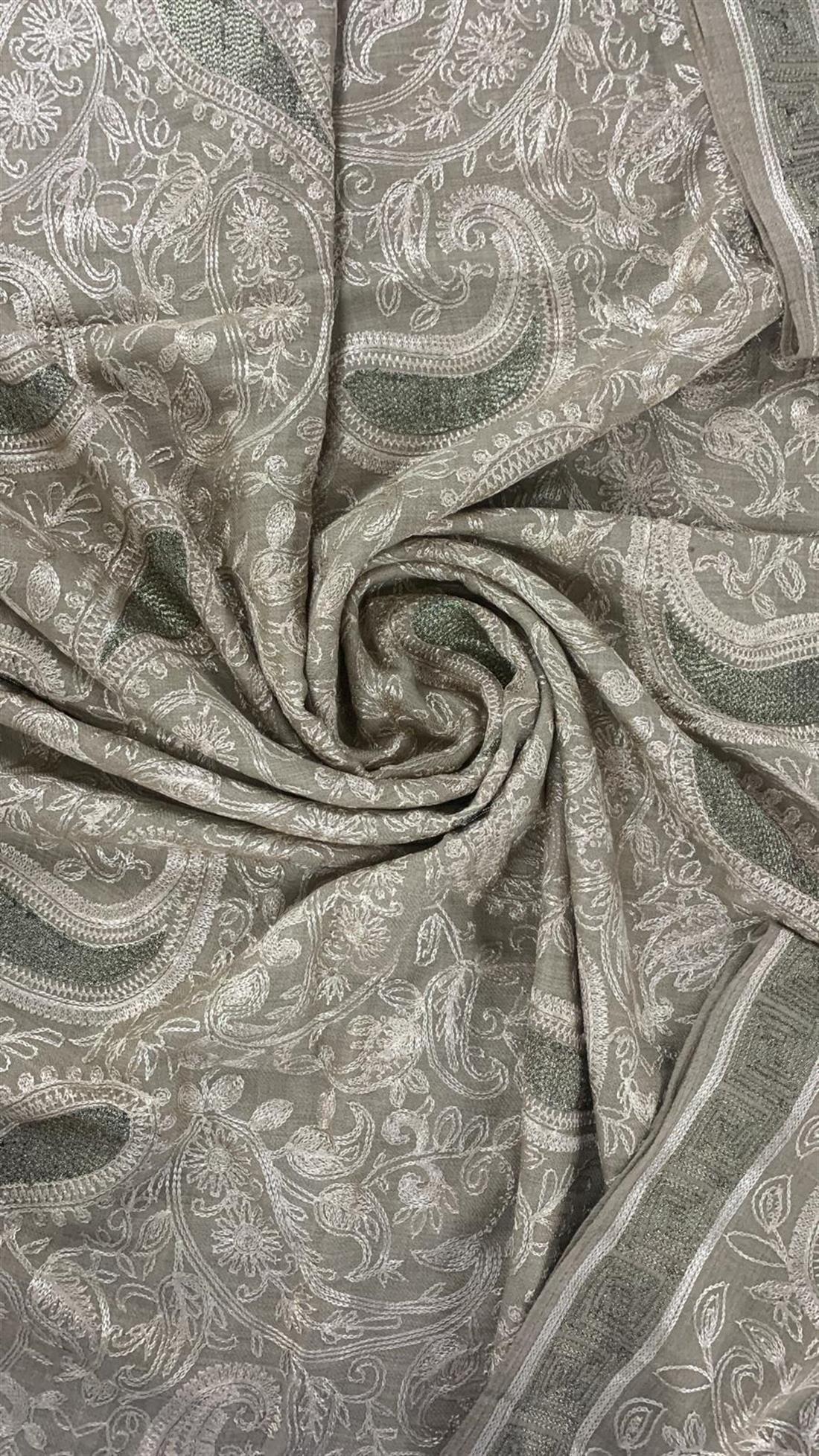 Beige & Gold Pure Emb Shawl