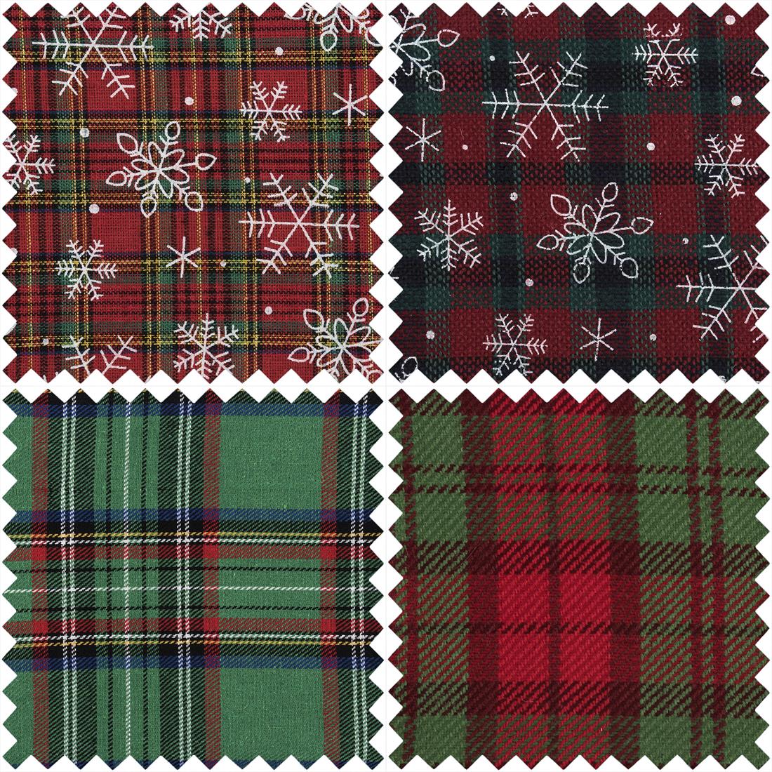 Green Cotton Printed Christmas Tartan