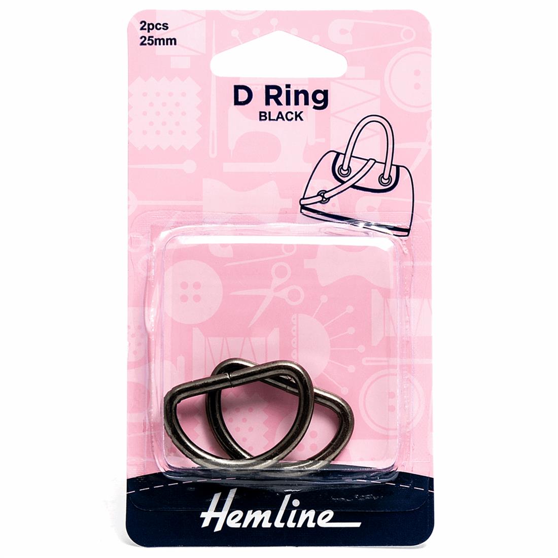 Nickel Black 25mm D Ring