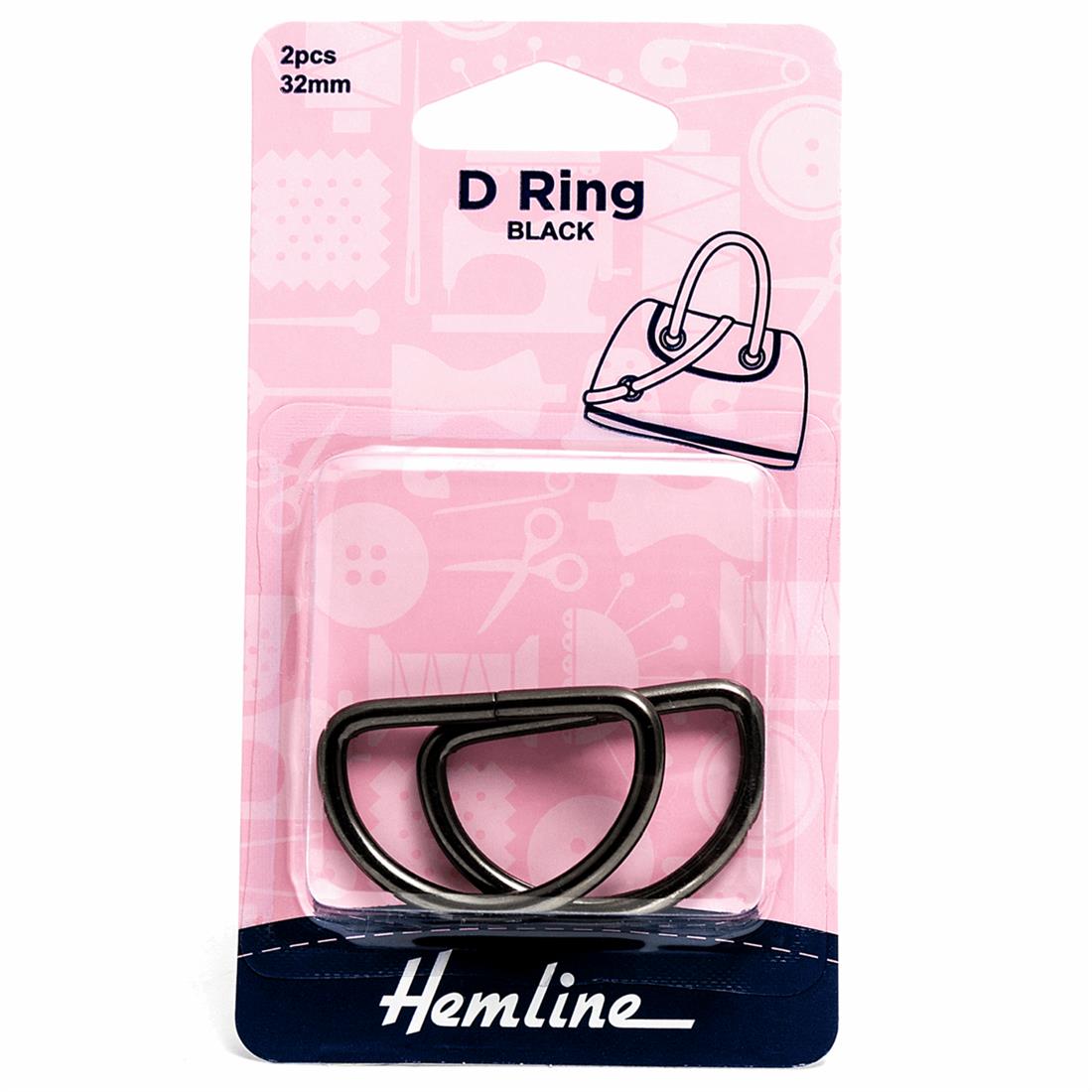 Nickel Black 32mm D Ring