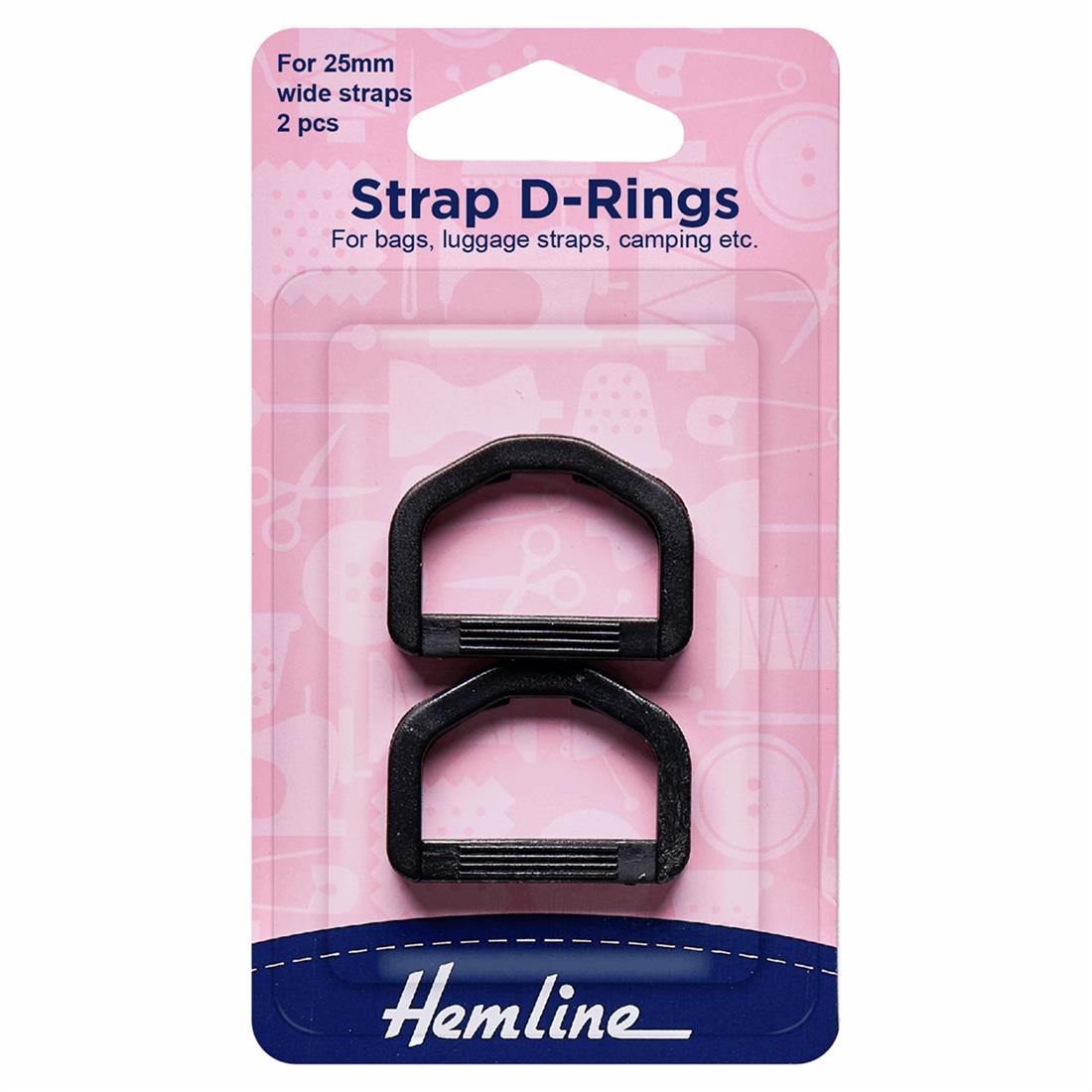 Black 25mm Strap D Rings
