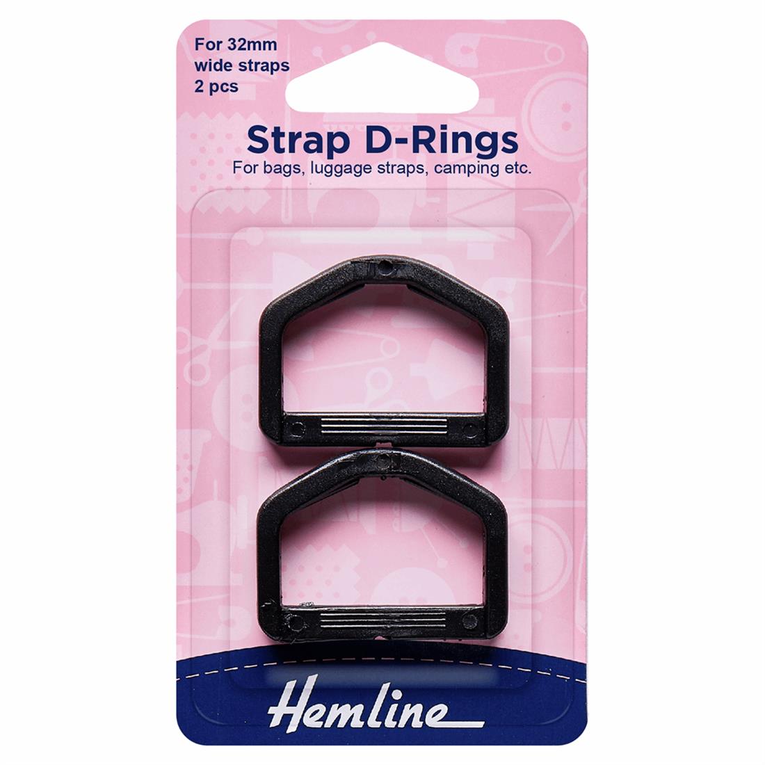 Black 32mm Strap D Rings