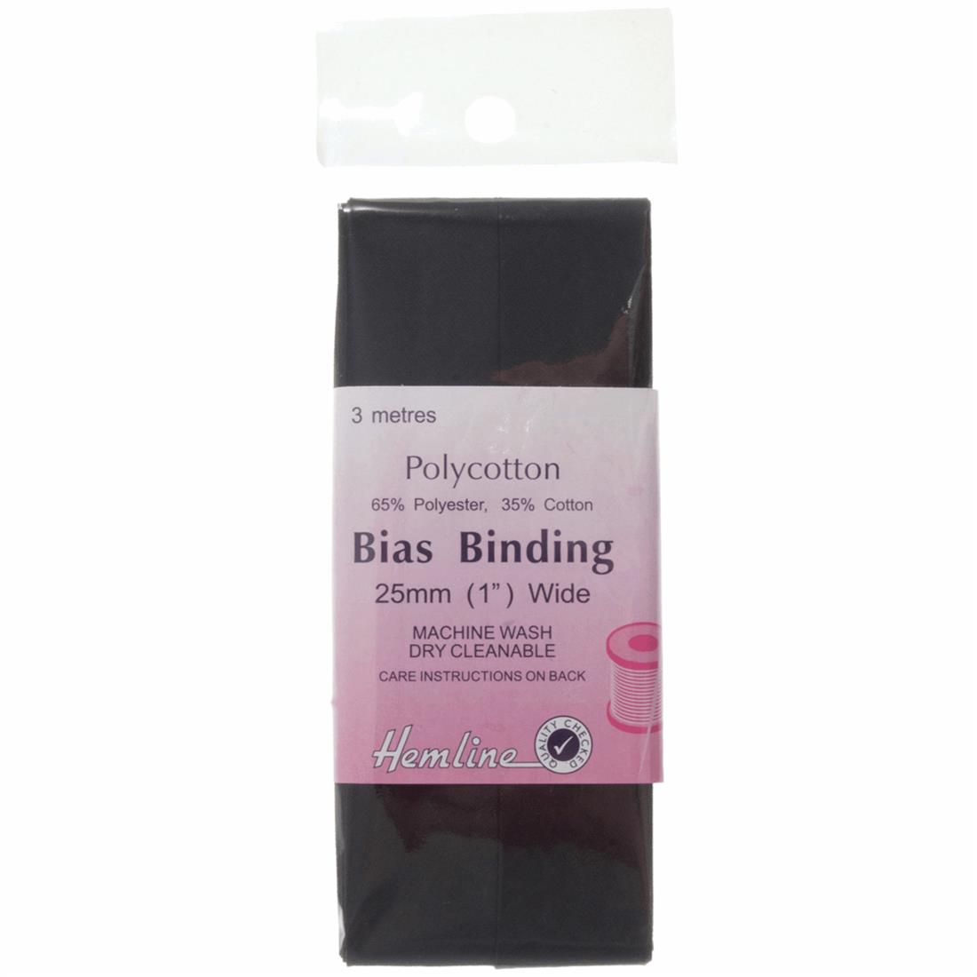 Black Cotton 25mm Bias Binding