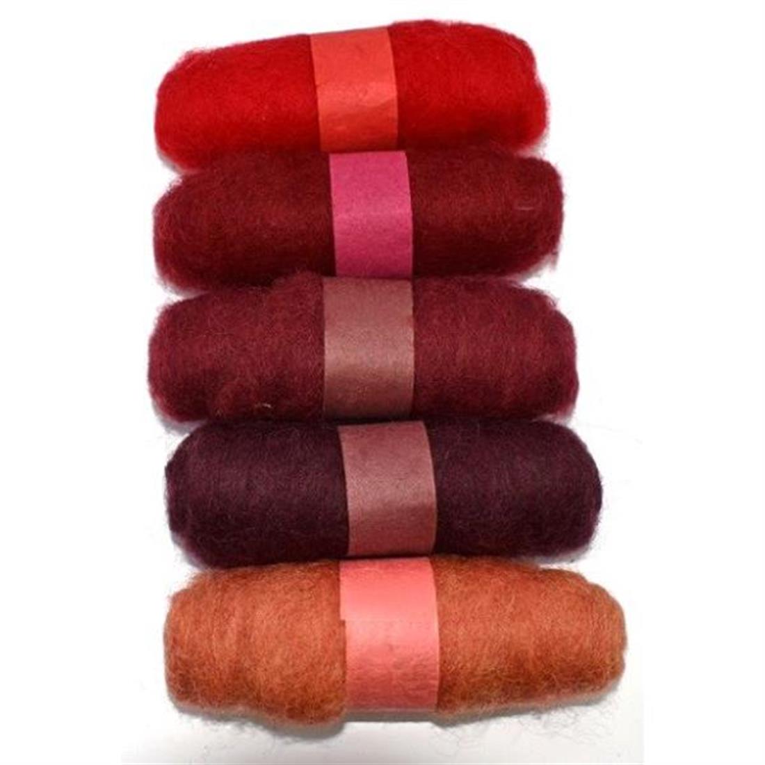 Reds 100g Felting Fibre Wool Roving (Reds)