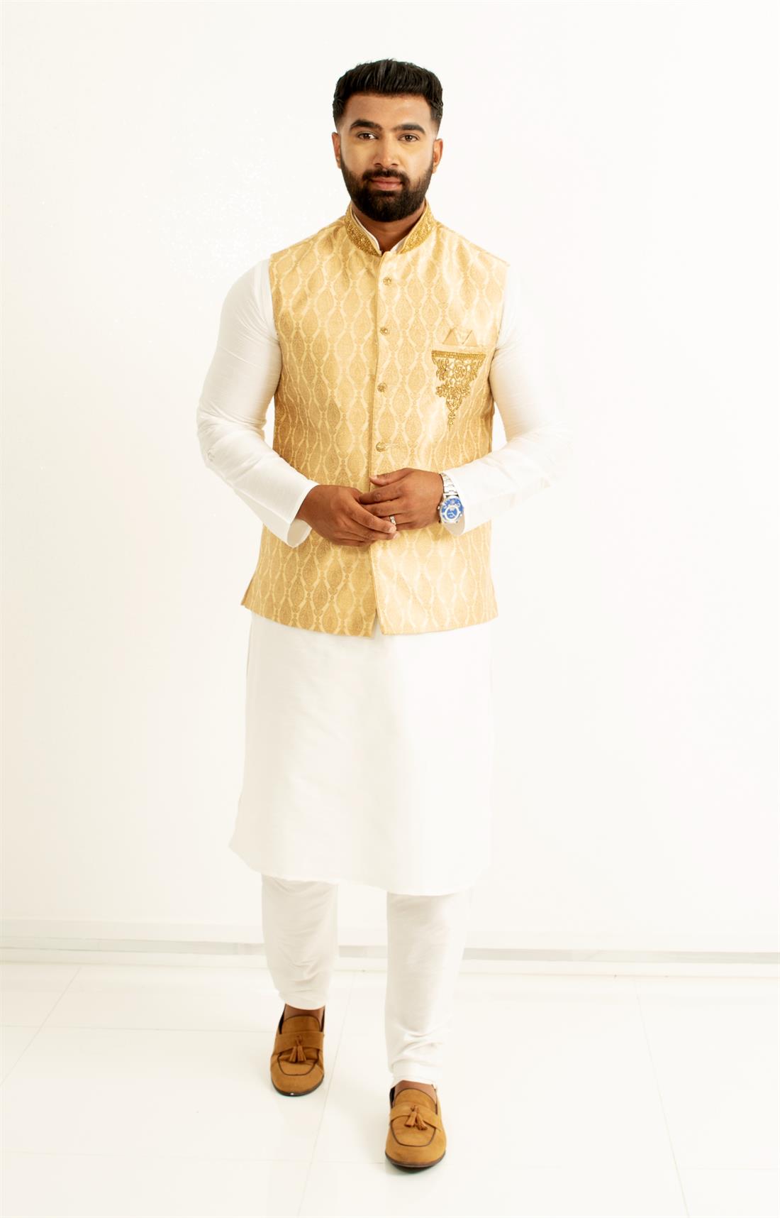 Gold Beaded Mens Waistcoat