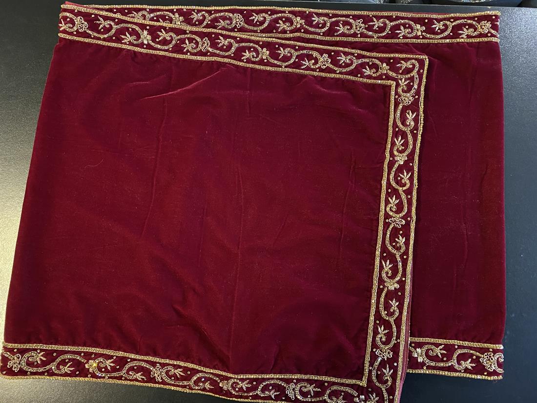 Maroon & Gold Embroidered Velvet Mens Shawls
