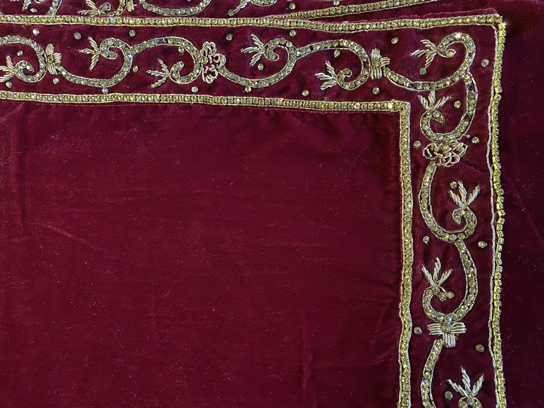 Maroon & Gold Embroidered Velvet Mens Shawls